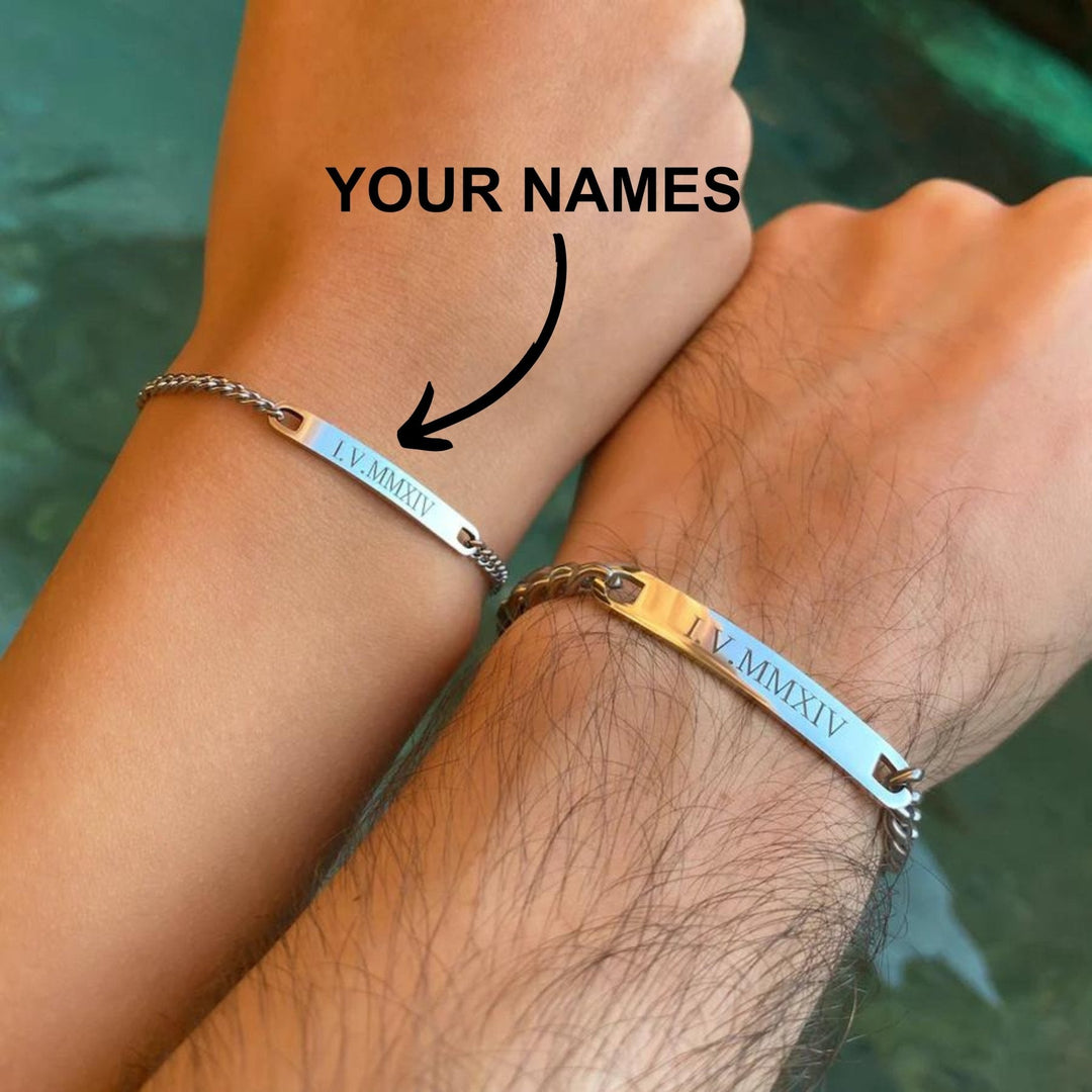 Matching Engraved Bracelet Set For Couples